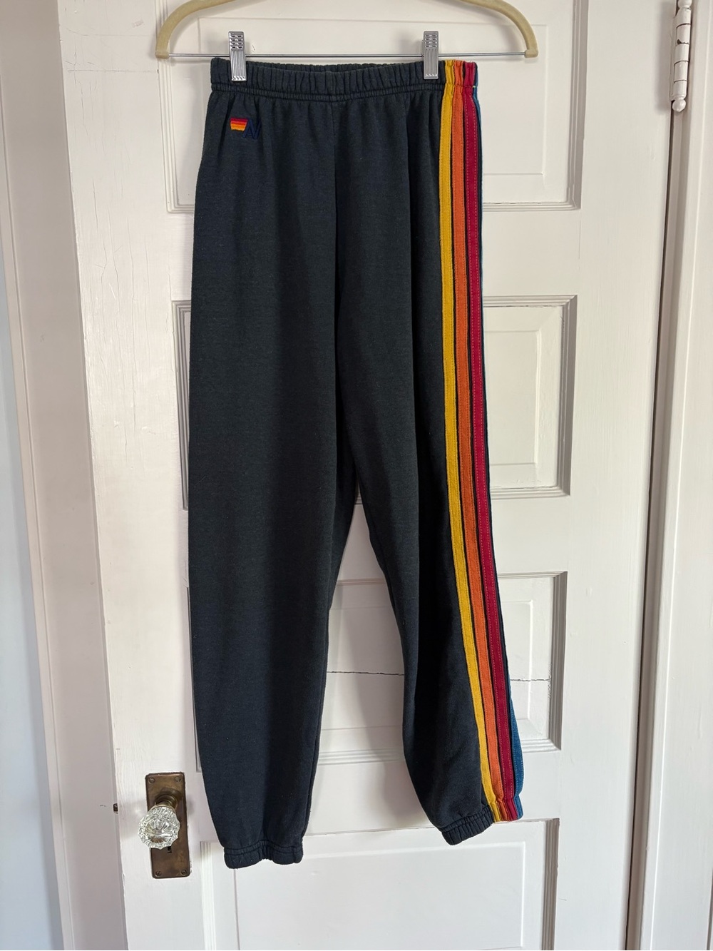 Aviator Nation Sweatpants 5 Stripe Charcoal Size Small Comfy. Jogger Style